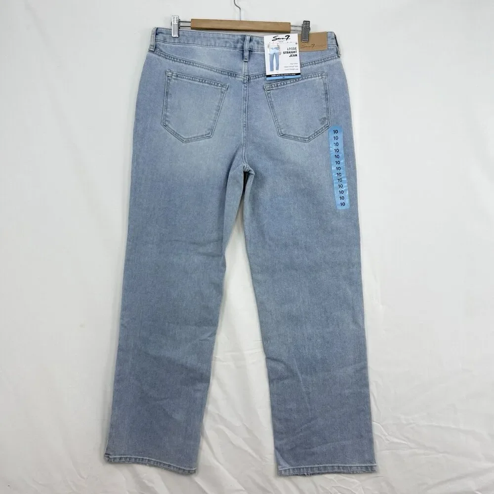 NWT Seven7 Women's Loose Straight Jean Size 10 High Rise Light Wash - Picture 8 of 16